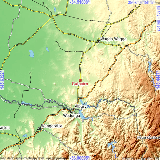 Topographic map of Culcairn