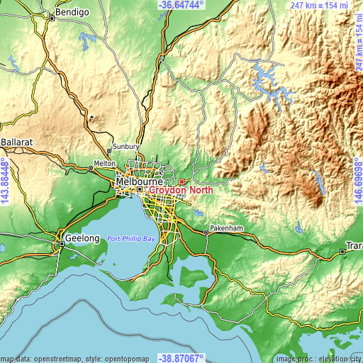 Topographic map of Croydon North