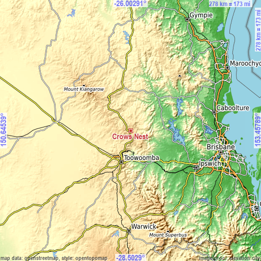 Topographic map of Crows Nest