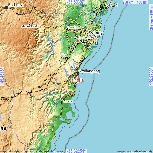 Topographic map of Cringila