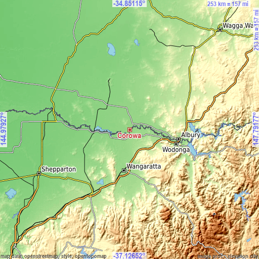 Topographic map of Corowa