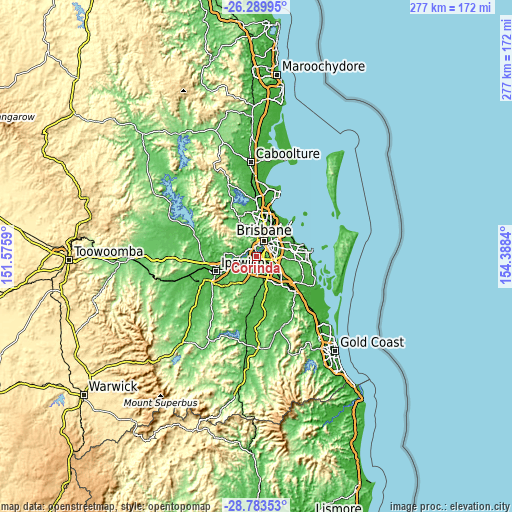 Topographic map of Corinda