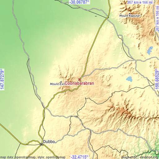 Topographic map of Coonabarabran