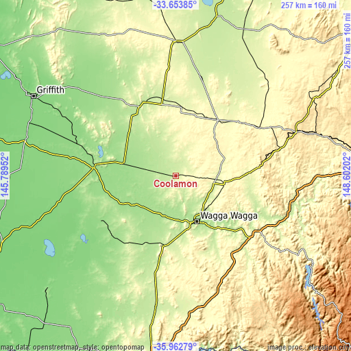 Topographic map of Coolamon