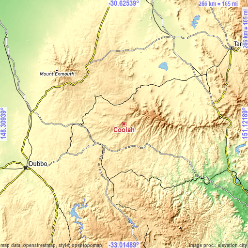 Topographic map of Coolah