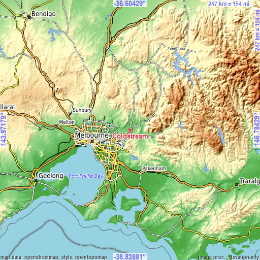 Topographic map of Coldstream