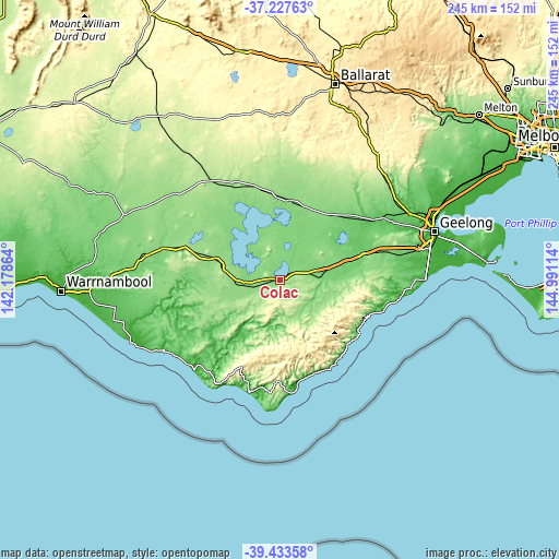 Topographic map of Colac