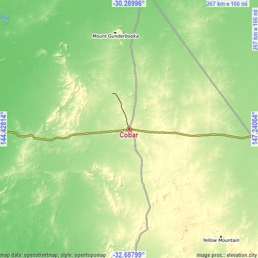 Topographic map of Cobar