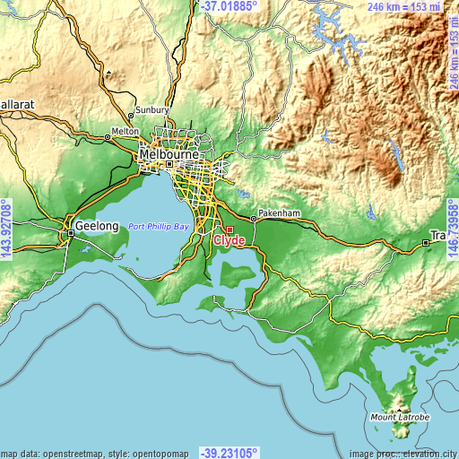 Topographic map of Clyde