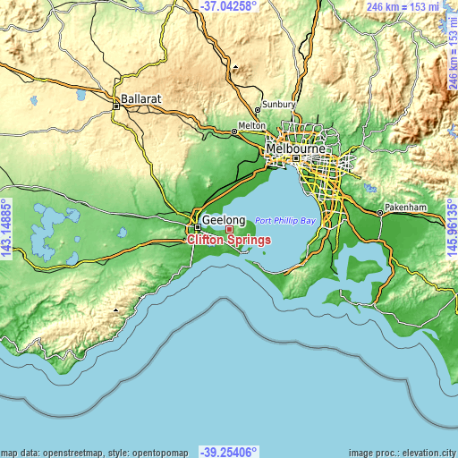 Topographic map of Clifton Springs