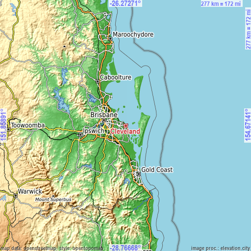 Topographic map of Cleveland