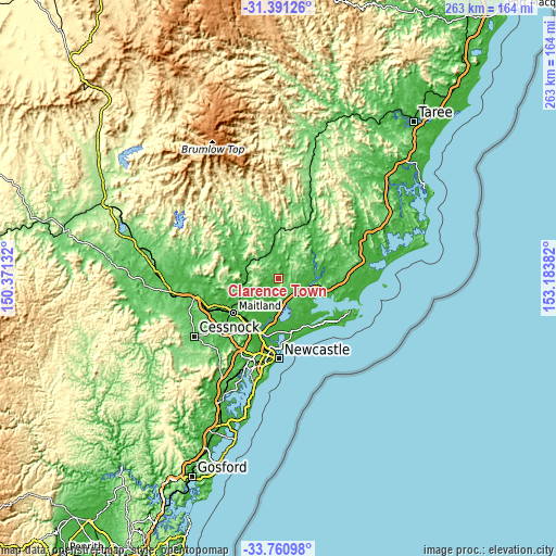 Topographic map of Clarence Town