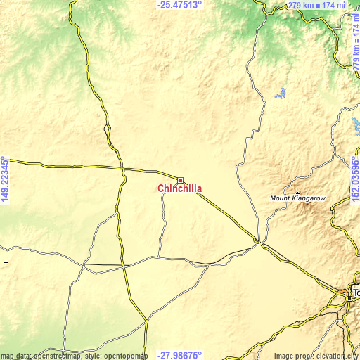 Topographic map of Chinchilla