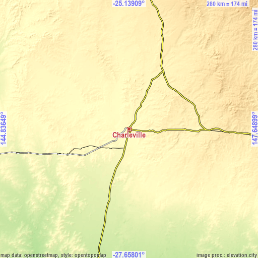 Topographic map of Charleville