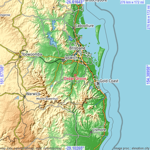 Topographic map of Cedar Grove