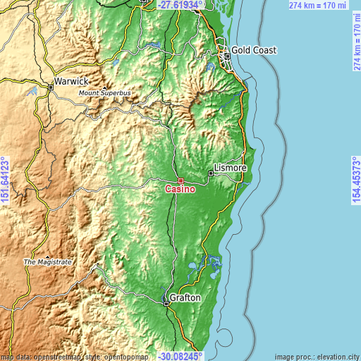 Topographic map of Casino