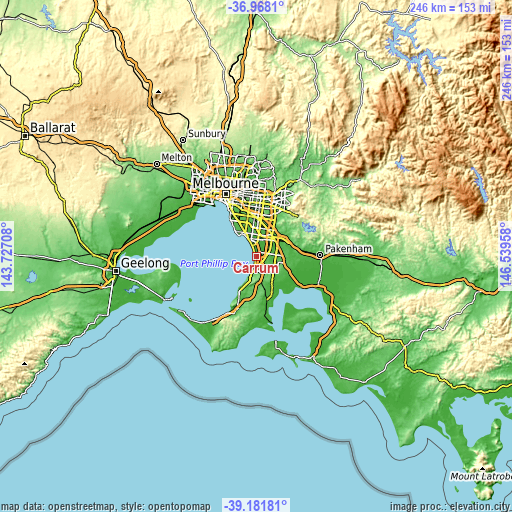 Topographic map of Carrum