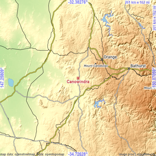 Topographic map of Canowindra