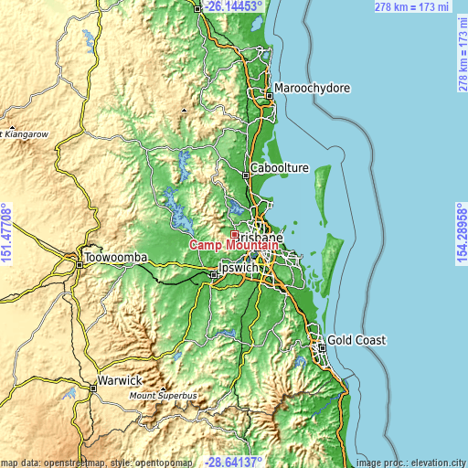 Topographic map of Camp Mountain