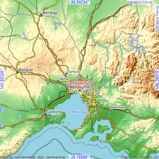 Topographic map of Campbellfield