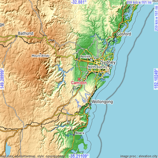 Topographic map of Camden