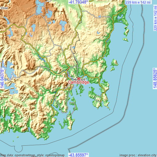 Topographic map of Cambridge