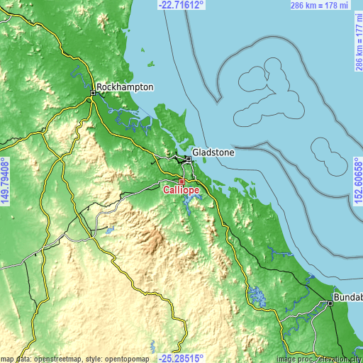 Topographic map of Calliope
