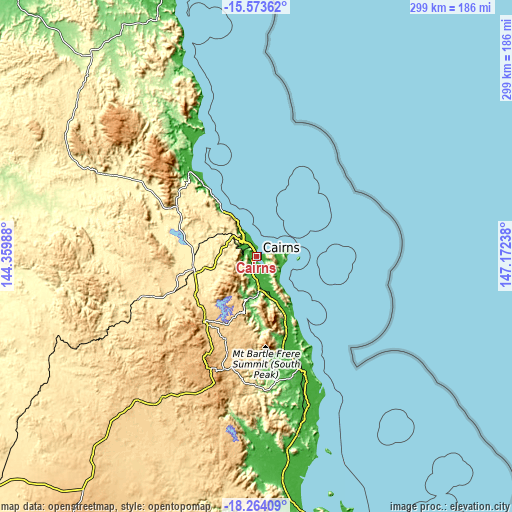 Topographic map of Cairns