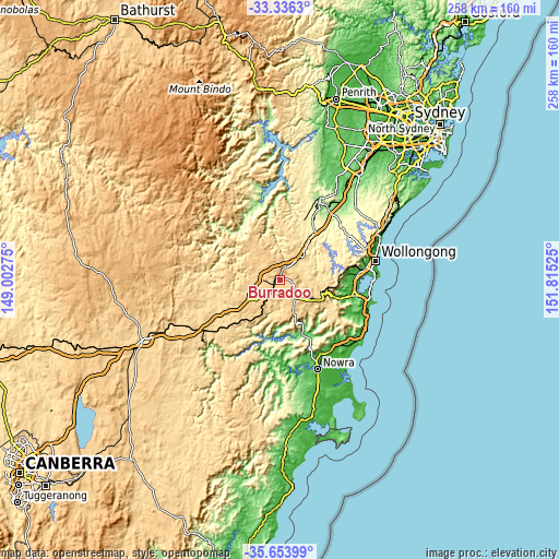 Topographic map of Burradoo