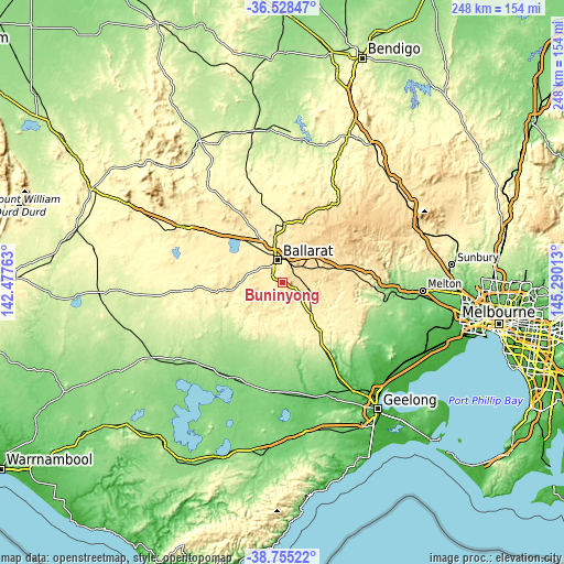 Topographic map of Buninyong