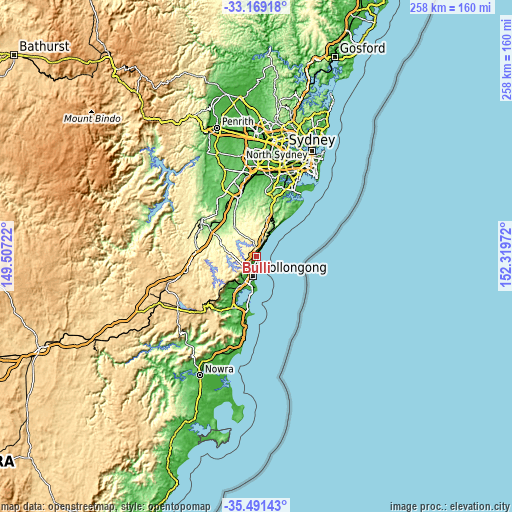 Topographic map of Bulli