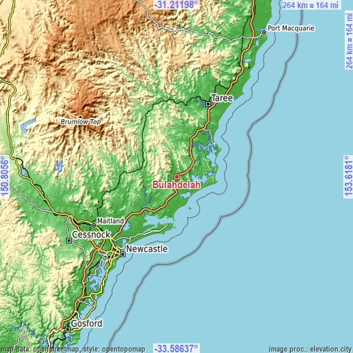 Topographic map of Bulahdelah