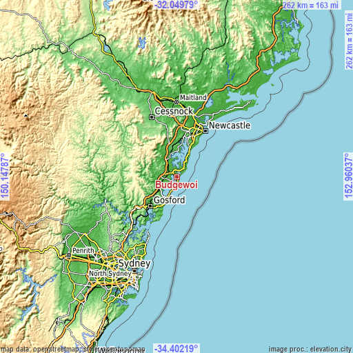 Topographic map of Budgewoi