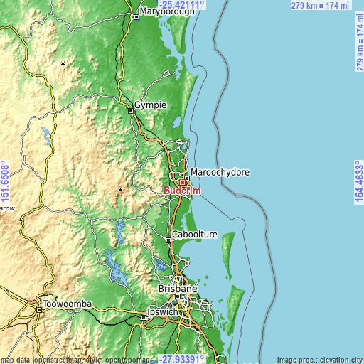 Topographic map of Buderim
