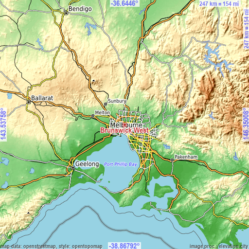 Topographic map of Brunswick West