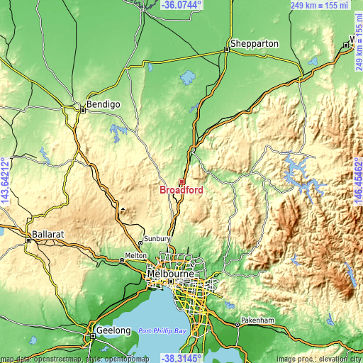 Topographic map of Broadford
