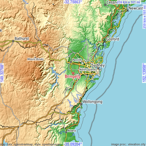 Topographic map of Bringelly