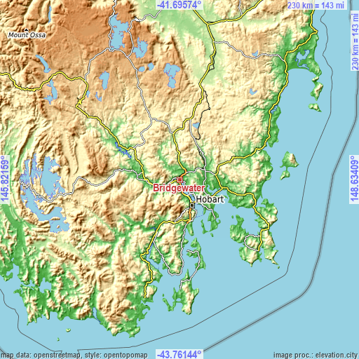 Topographic map of Bridgewater