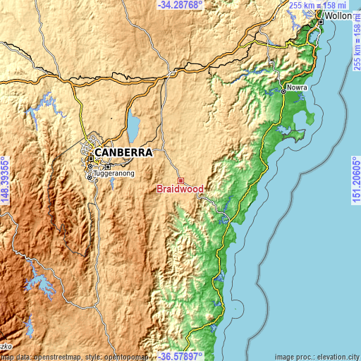 Topographic map of Braidwood