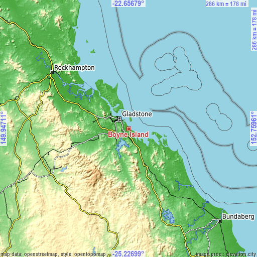 Topographic map of Boyne Island