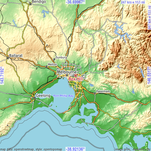 Topographic map of Box Hill