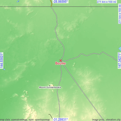 Topographic map of Bourke