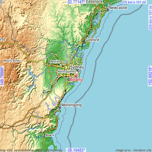 Topographic map of Botany