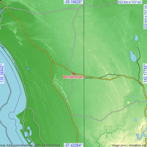 Topographic map of Bordertown