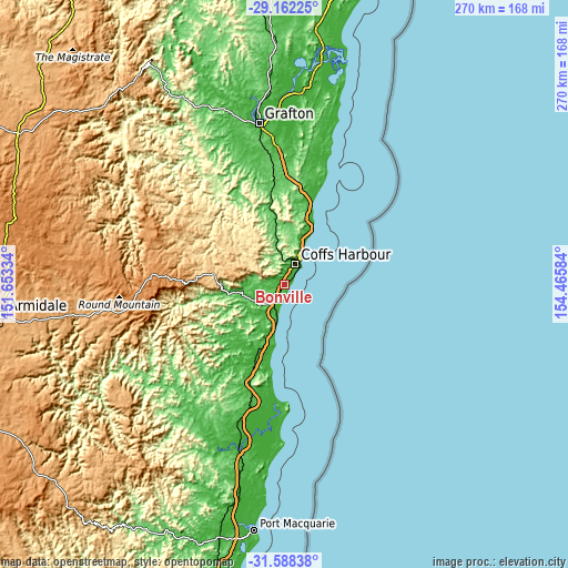 Topographic map of Bonville