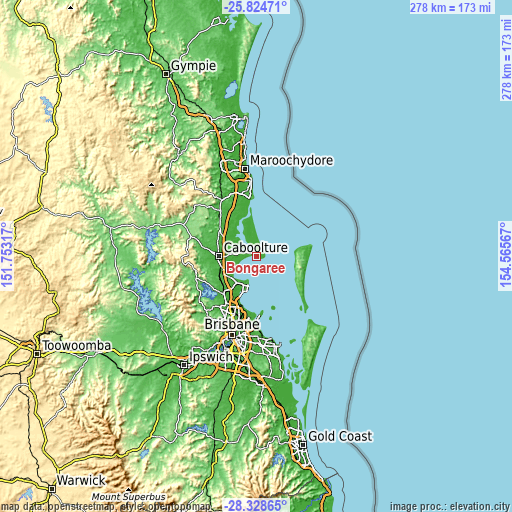 Topographic map of Bongaree