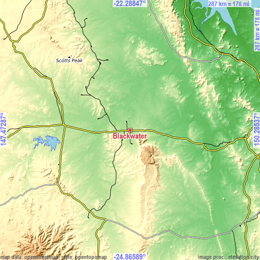 Topographic map of Blackwater