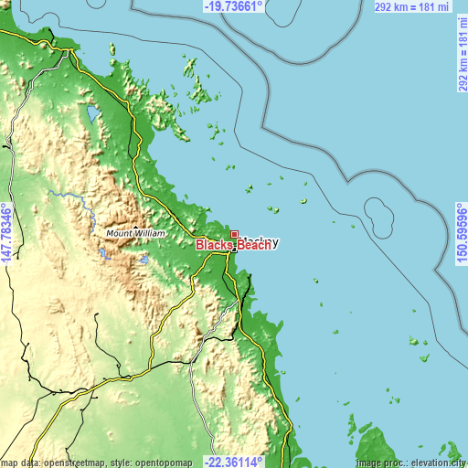 Topographic map of Blacks Beach