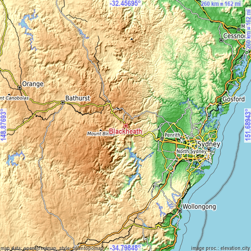 Topographic map of Blackheath