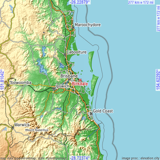 Topographic map of Birkdale